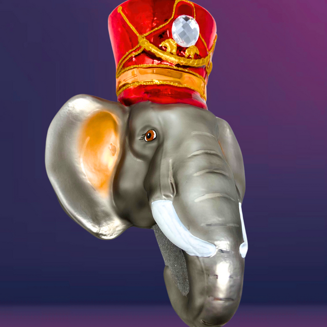 KRG Elephant Head Polish Glass Ornament