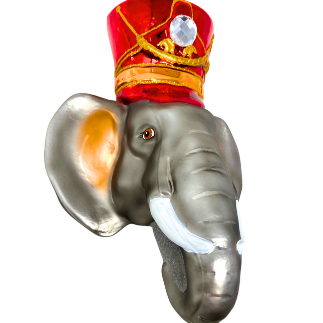 KRG Elephant Head Polish Glass Ornament