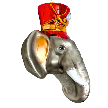 KRG Elephant Head Polish Glass Ornament