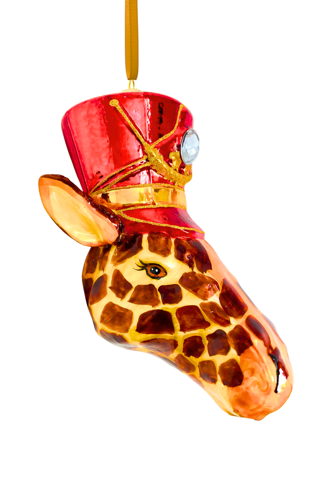 KRG Giraffe Head Polish Glass Ornament