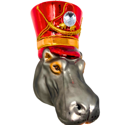 KRG Hippo Head Polish Glass Ornament