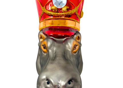 KRG Hippo Head Polish Glass Ornament