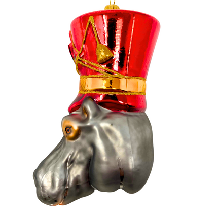 KRG Hippo Head Polish Glass Ornament
