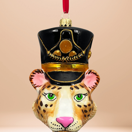 KRG Leopard Head Polish Glass Ornament