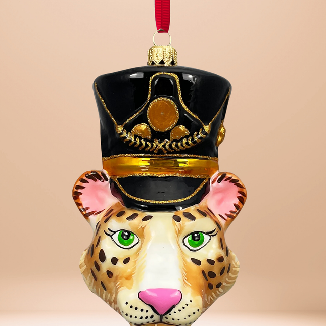 KRG Leopard Head Polish Glass Ornament