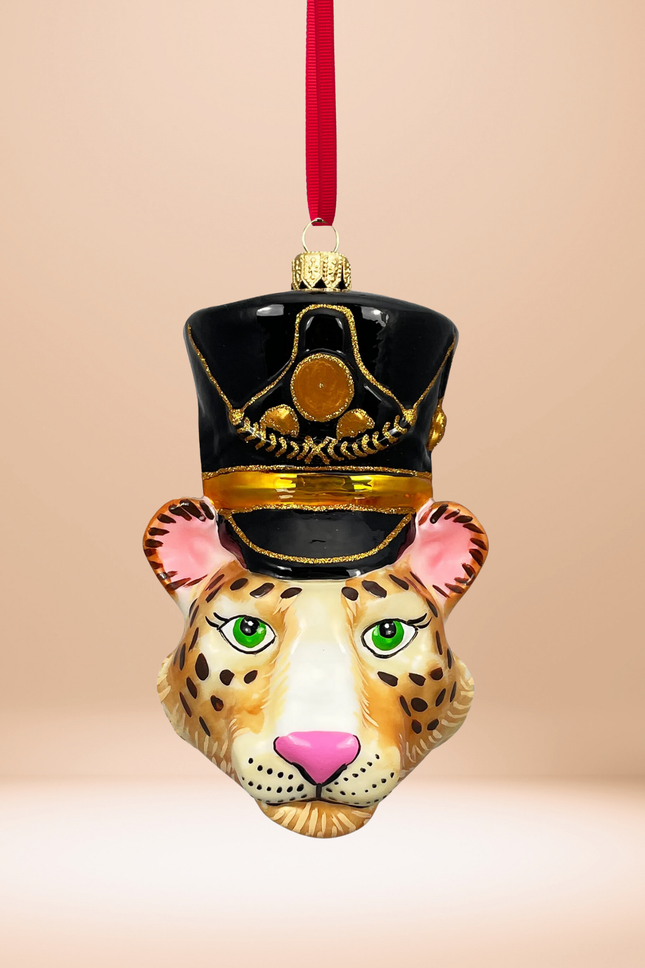 KRG Leopard Head Polish Glass Ornament