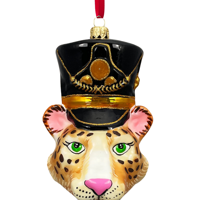 KRG Leopard Head Polish Glass Ornament