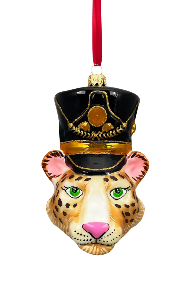 KRG Leopard Head Polish Glass Ornament