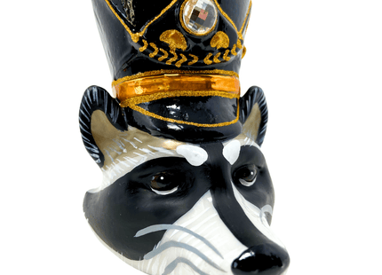 KRG Raccoon Head Polish Glass Ornament