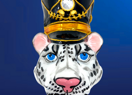 KRG Snow Leopard Head Polish Glass Ornament