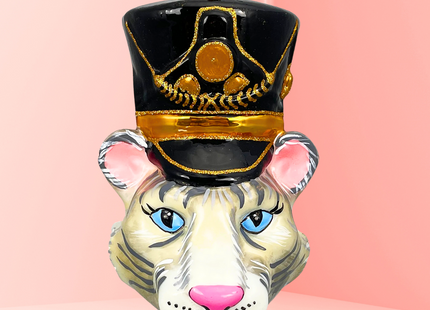 KRG White Tiger Head Polish Glass Ornament