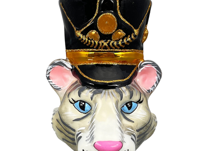 KRG White Tiger Head Polish Glass Ornament