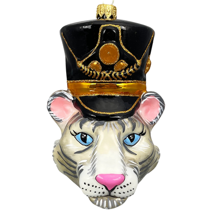 KRG White Tiger Head Polish Glass Ornament