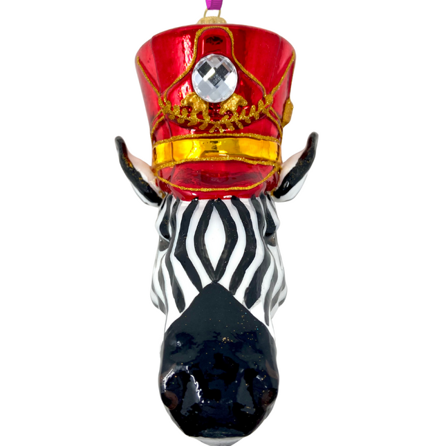 KRG Zebra Head Polish Glass Ornament