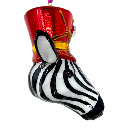 KRG Zebra Head Polish Glass Ornament