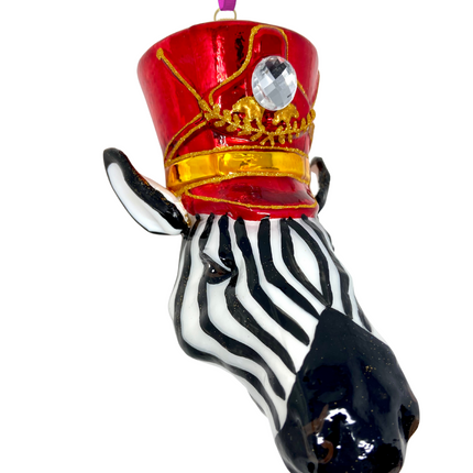 KRG Zebra Head Polish Glass Ornament