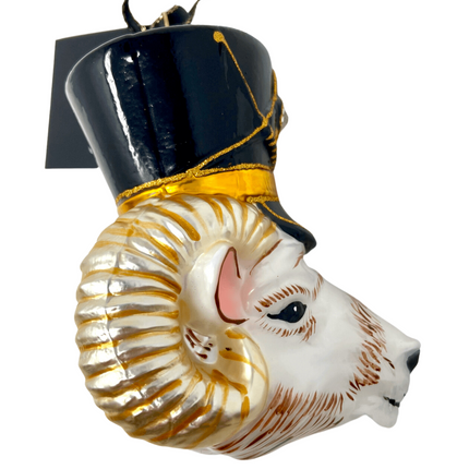 KRG Ram Head Polish Glass Ornament