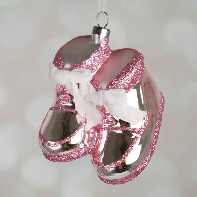 It's a Boy Or Girl Booties Personalized Christmas Glass Ornament