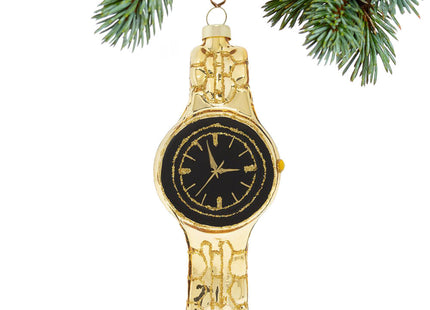 engraved gold wristwatch christmas ornament – Christmas ornament, holiday tree decoration or gift