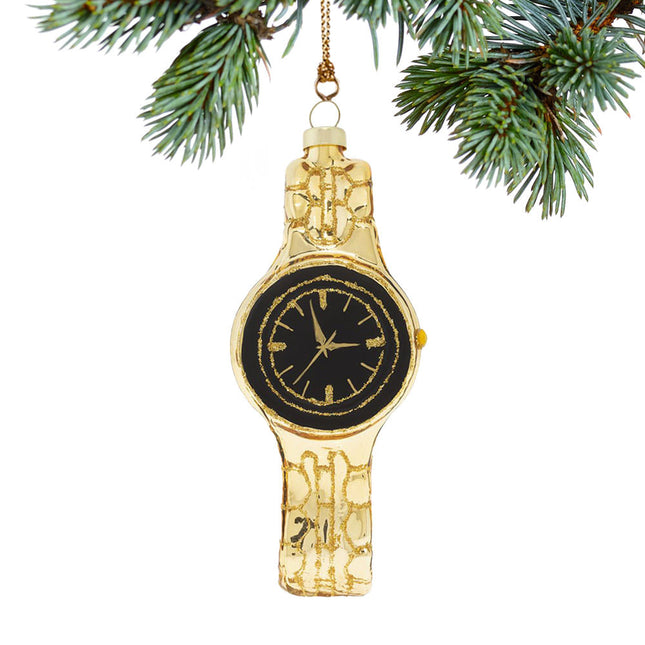 engraved gold wristwatch christmas ornament – Christmas ornament, holiday tree decoration or gift