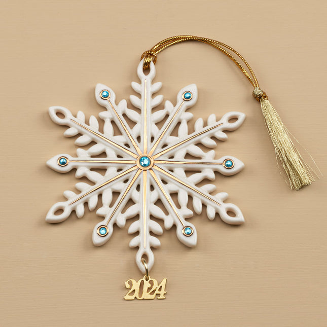 custom lenox 2024 dated annual gemmed snowflake christmas ornament – Christmas ornament, holiday tree decoration or gift