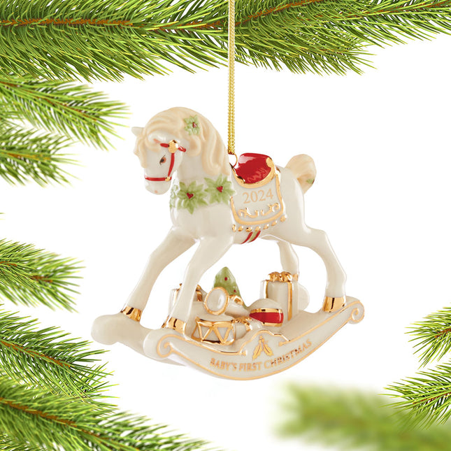 custom lenox 2024 dated vintage rocking horse christmas ornament – Christmas ornament, holiday tree decoration or gift
