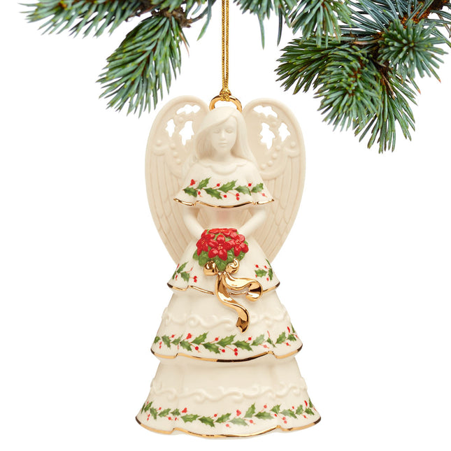 engraved lenox holiday angel bell holding flowers christmas ornament – Christmas ornament, holiday tree decoration or gift