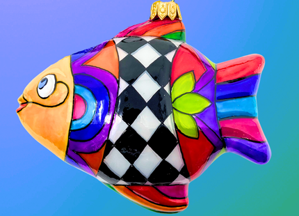 Majolica Fish Polish Glass Ornament
