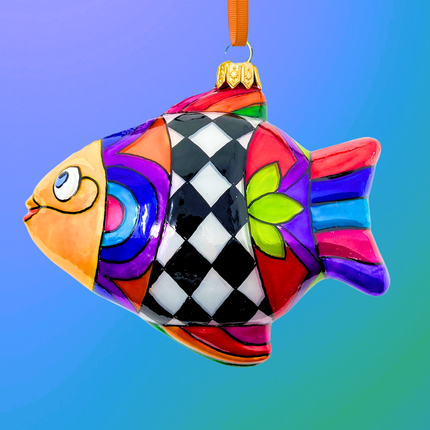 Majolica Fish Polish Glass Ornament