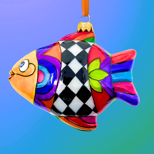 Majolica Fish Polish Glass Ornament