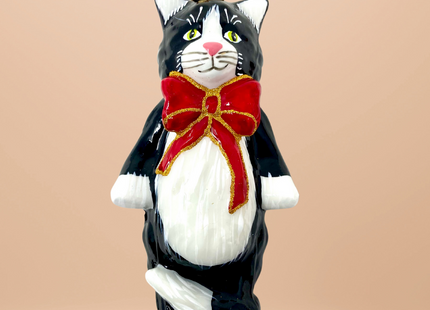 Mishka Tuxedo Cat Glass Ornament