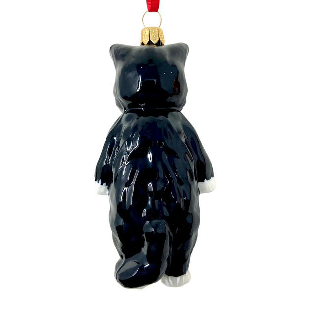 Mishka Tuxedo Cat Glass Ornament