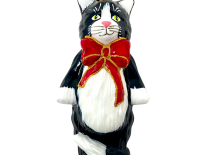 Mishka Tuxedo Cat Glass Ornament