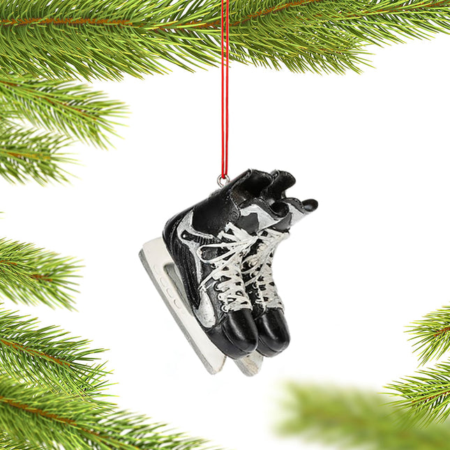 decorative personalized set of black hockey skates christmas ornament – Christmas ornament, holiday tree decoration or gift
