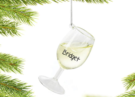 holiday personalized wine glass christmas ornament – Christmas ornament, holiday tree decoration or gift