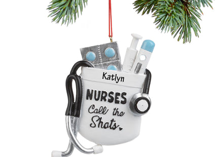 keepsake personalized nurses call the shots christmas ornament – Christmas ornament, holiday tree decoration or gift