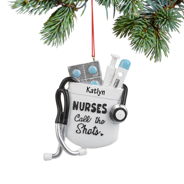 keepsake personalized nurses call the shots christmas ornament – Christmas ornament, holiday tree decoration or gift