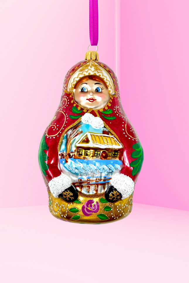Nesting Doll Glass Christmas Ornament