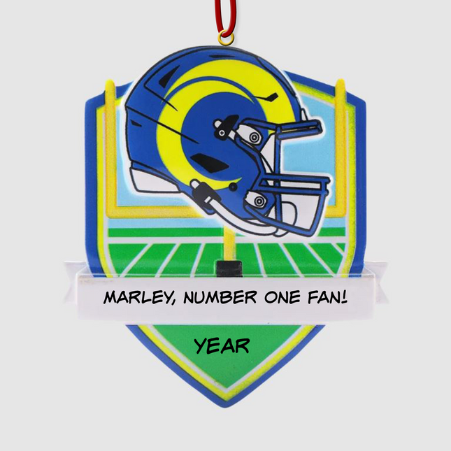Personalized Los Angeles Rams Football Helmet Christmas Ornament | Custom Name Gift