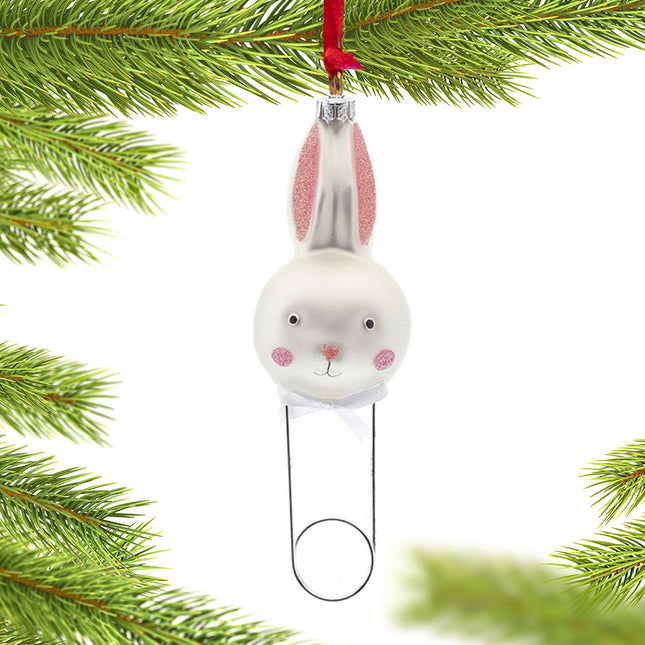 engraved personalized rabbit or bunny diaper pin christmas ornament – Christmas ornament, holiday tree decoration or gift