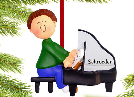 custom personalized piano player male christmas ornament – Christmas ornament, holiday tree decoration or gift