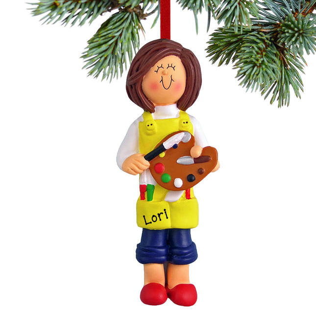 engraved personalized artist female christmas ornament – Christmas ornament, holiday tree decoration or gift