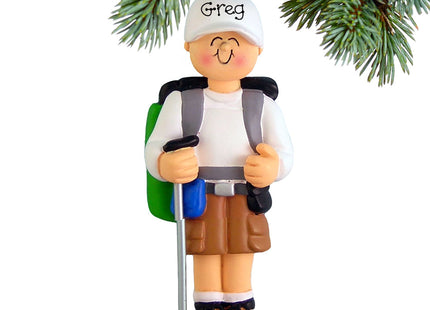 holiday personalized hiker male christmas ornament – Christmas ornament, holiday tree decoration or gift