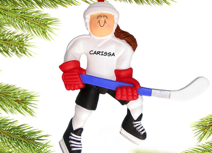 personalized personalized hockey player female christmas ornament – Christmas ornament, holiday tree decoration or gift