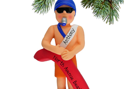 custom personalized lifeguard male christmas ornament – Christmas ornament, holiday tree decoration or gift