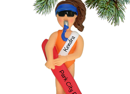 holiday personalized lifeguard female christmas ornament – Christmas ornament, holiday tree decoration or gift