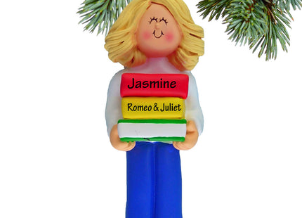 engraved personalized reader girl christmas ornament – Christmas ornament, holiday tree decoration or gift