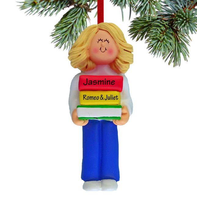 engraved personalized reader girl christmas ornament – Christmas ornament, holiday tree decoration or gift
