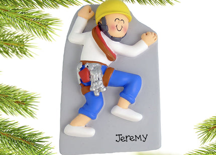 holiday personalized rock climber male christmas ornament – Christmas ornament, holiday tree decoration or gift