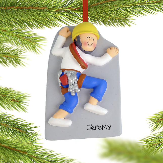 holiday personalized rock climber male christmas ornament – Christmas ornament, holiday tree decoration or gift